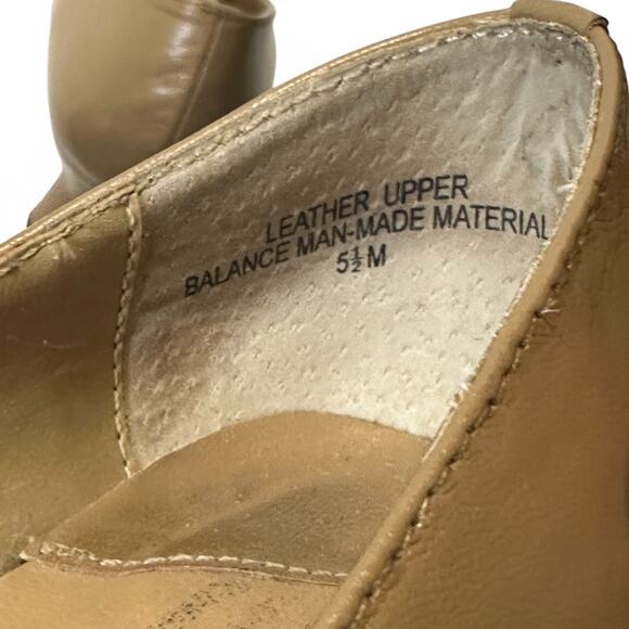 Ann Kristal Leather Pumps 5.5M Camel Tan Bow Square Toe Block Heel Y2K Eulalia - Picture 10 of 11